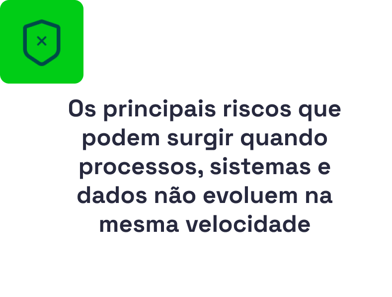 Os principais riscos que podem surgir quando processos, sistemas e dados não evoluem na mesma velocidade